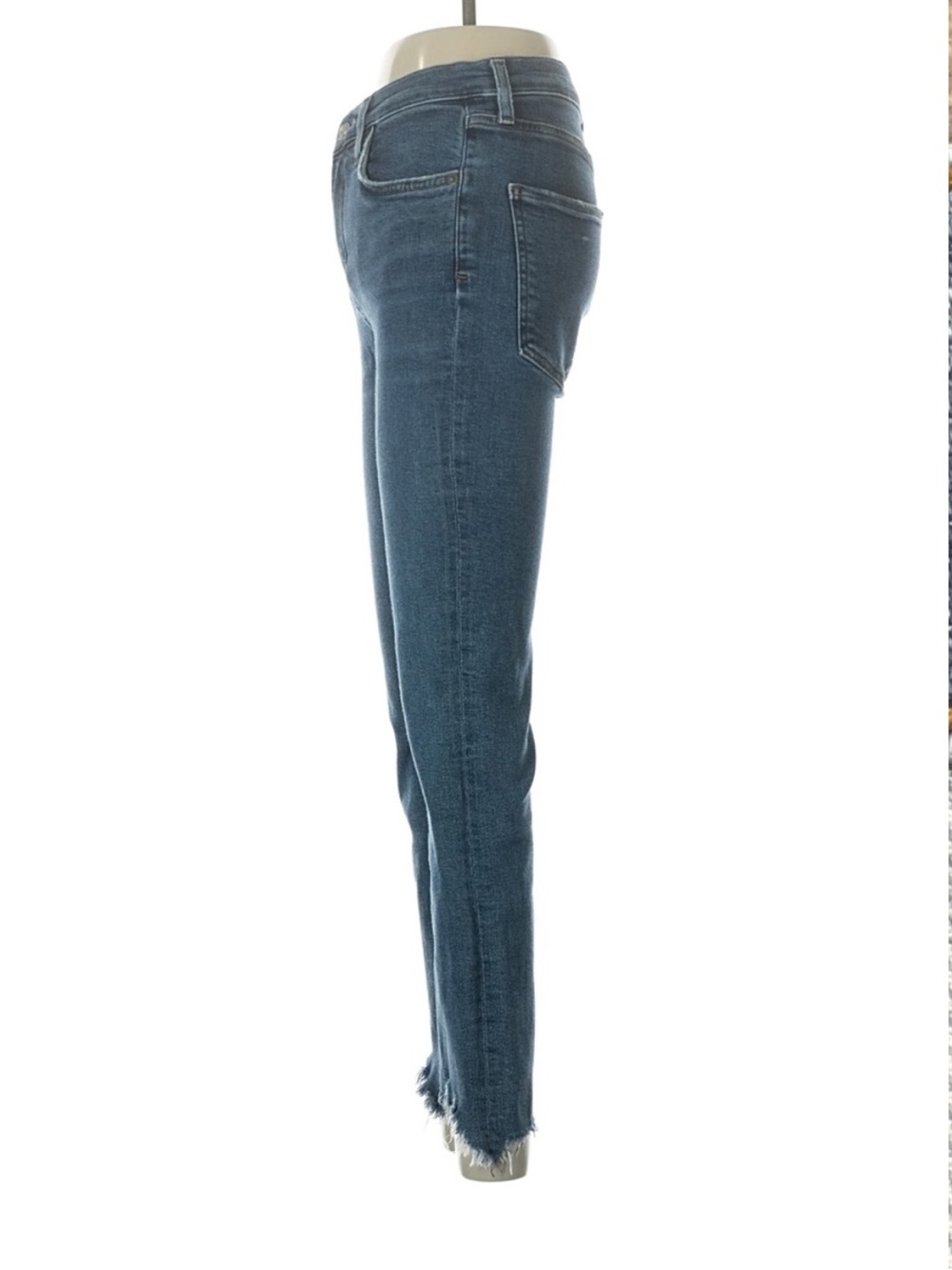 AGOLDE Sophie High Rise Skinny Crop Jeans Raw Hem Blue Denim Size 25 - Picture 5 of 7